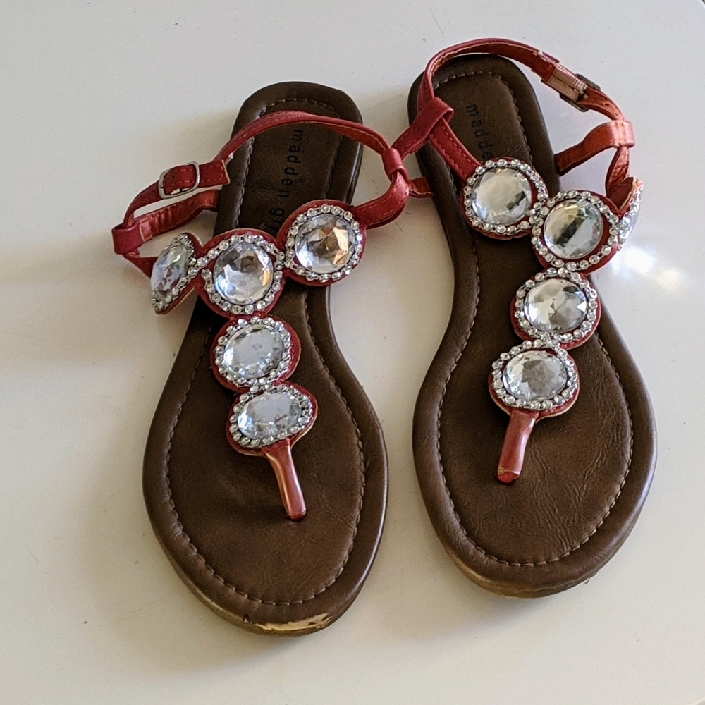 Madden Girl Pink Bling Strappy Sandals, Size 8